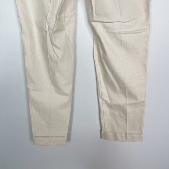 LOFT 2 Cream Almondine The Devin Slim Pants in Twill Ankle Cotton Linen Stretch - Picture 7 of 11